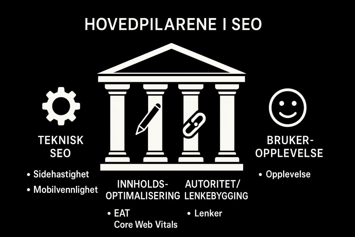 Sentrale SEO-elementer: Teknisk, innhold og autoritet