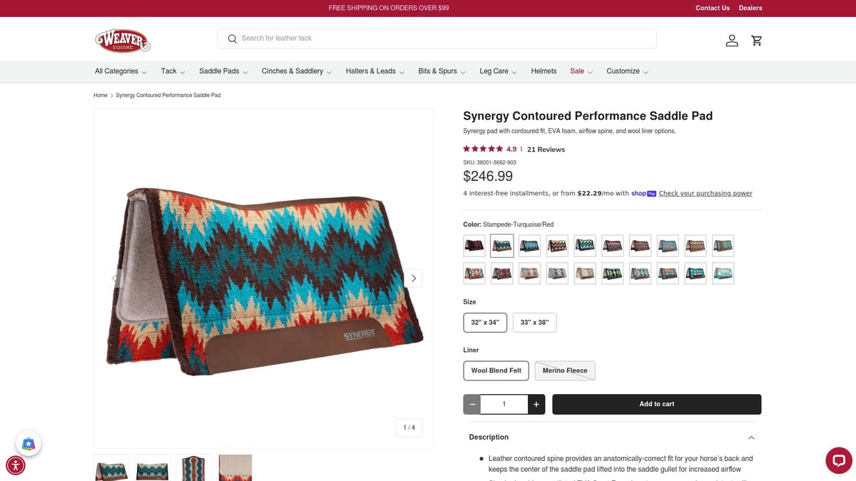 Top 7 Saddle Pad Picks for Comfort and Performance 2025 - Synergy Contoured Performance Saddle Pad – Weaver Equine