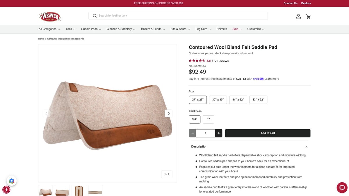 Top 7 Saddle Pad Picks for Comfort and Performance 2025 - Contoured Wool Blend Felt Saddle Pad – Weaver Equine