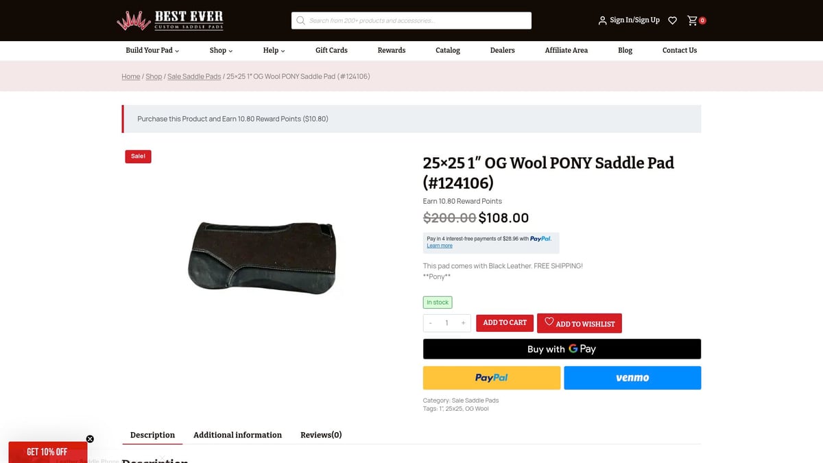 Top 7 Saddle Pad Picks for Comfort and Performance 2025 - 25x25 1″ OG Wool PONY Saddle Pad – Best Ever Pads