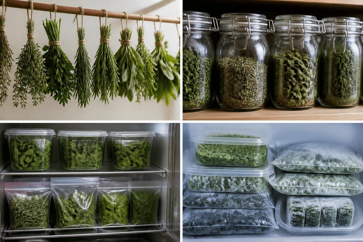 Conservation des herbes verte