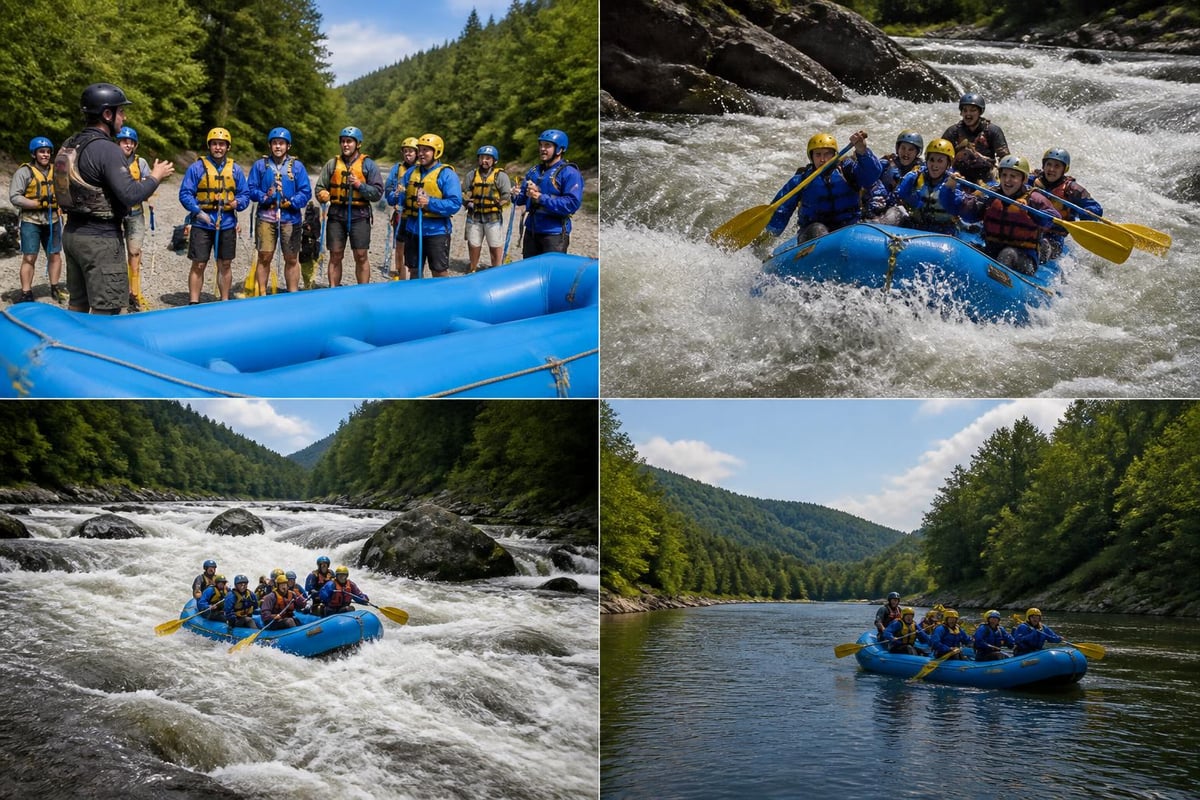 Whitewater rafting adventure progression
