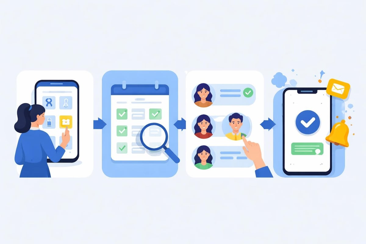 Client booking journey workflow