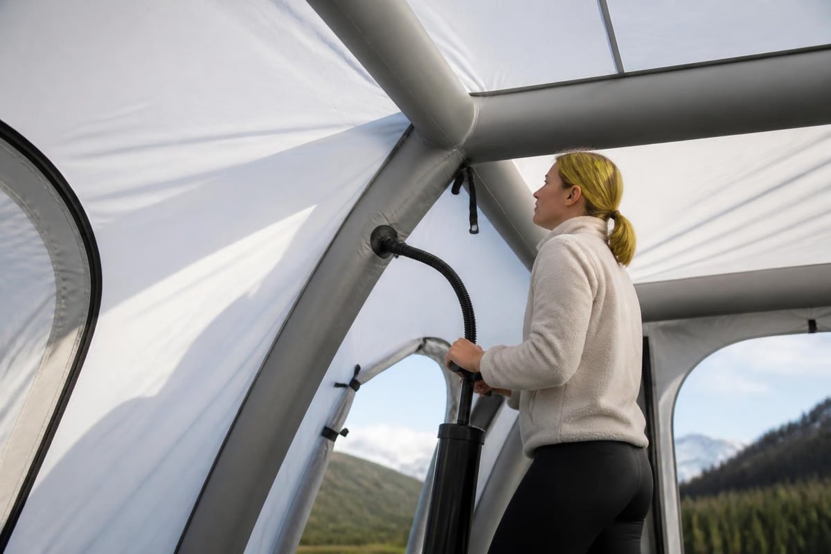 Inflatable tent air-beam structure