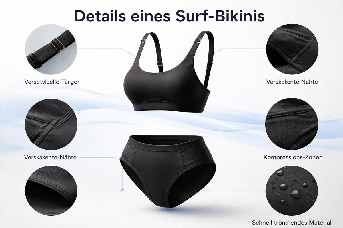 Surf swimsuit construction details