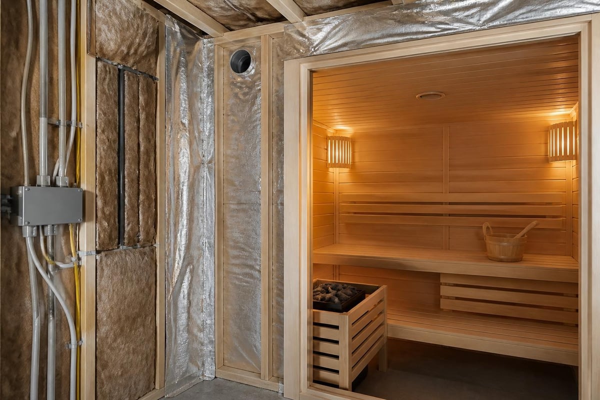 Indoor sauna ventilation and electrical planning