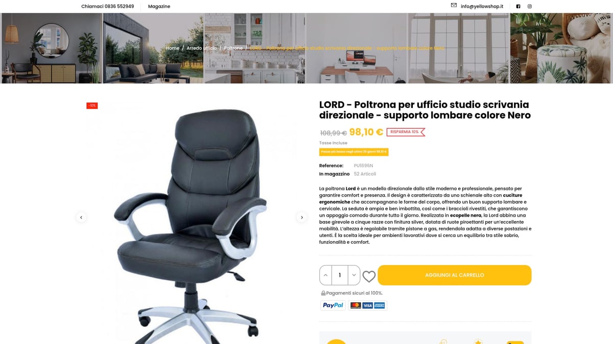 7 Poltrone Ufficio Offerte Imperdibili per il 2026 - Poltrona Ufficio Lord Nero – Yellowshop