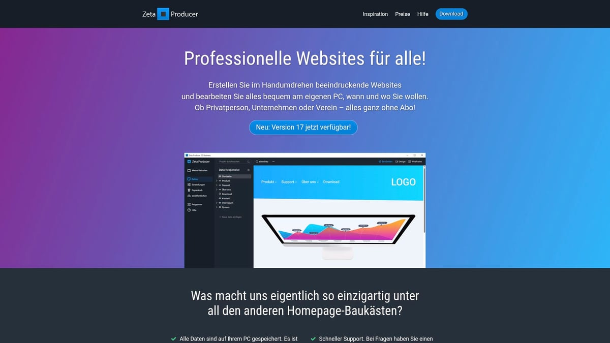 7 Wege zum Erstellen Website Kostenlos im Jahr 2026 - Mit Zeta Producer statische Websites ohne Werbung generieren