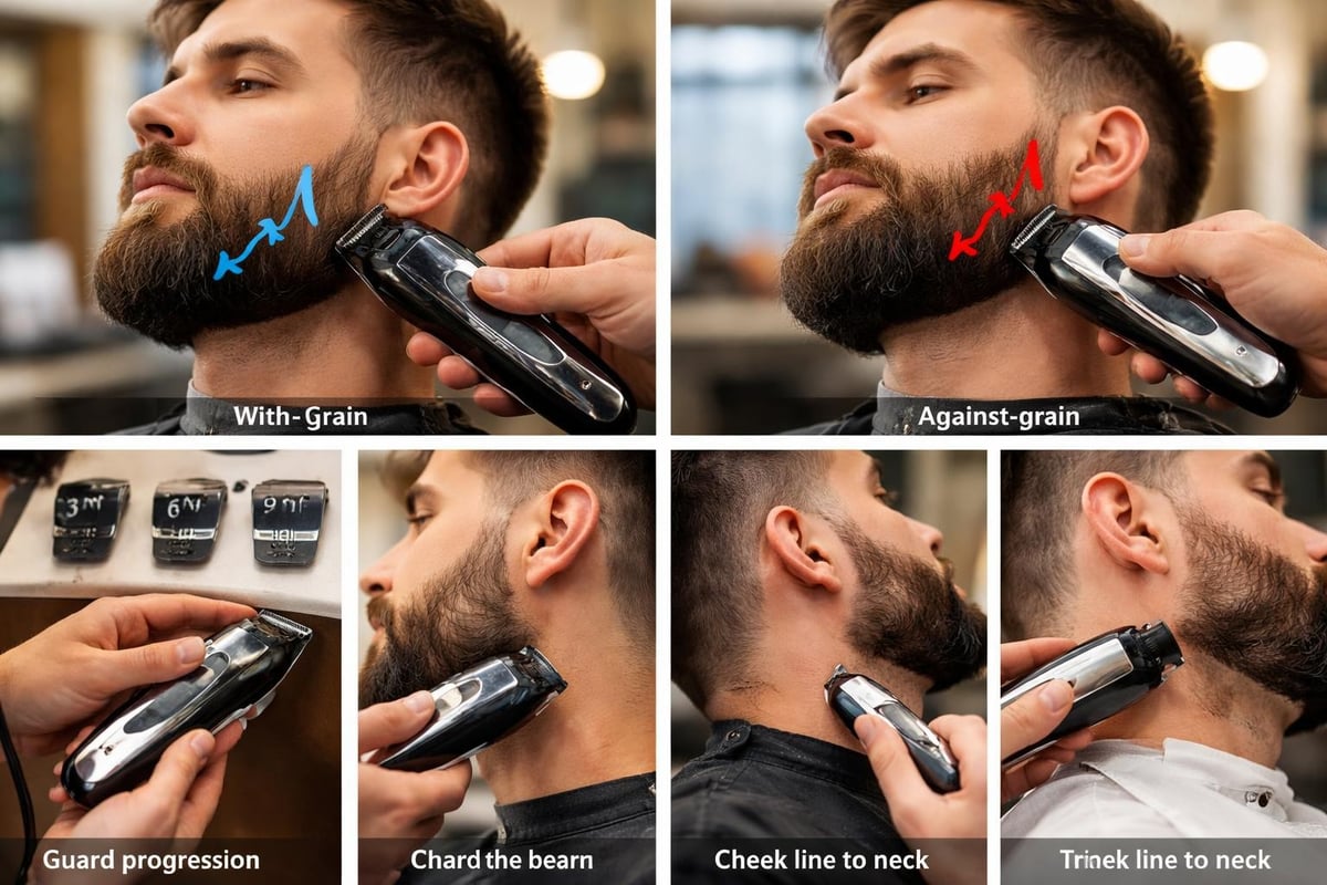 Beard trimming technique diagram