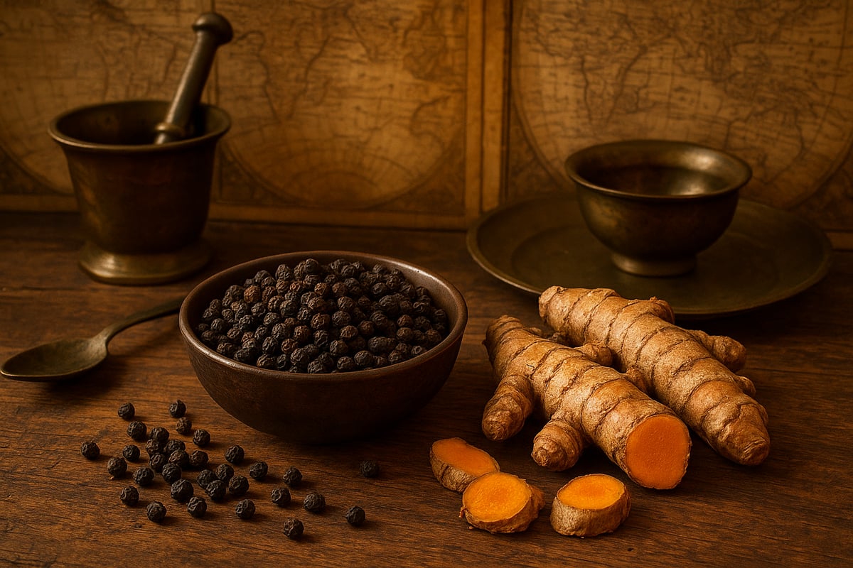 Origines et histoire du poivre noir et du curcuma