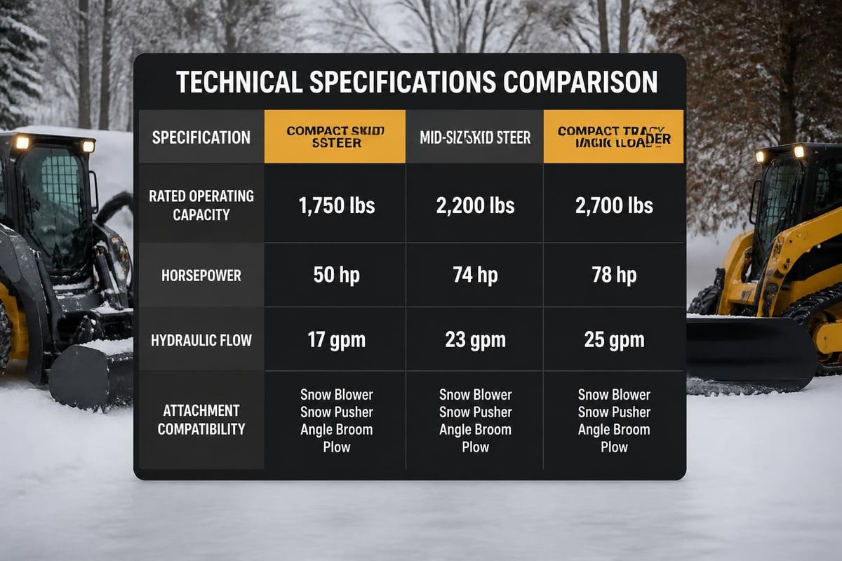Skid steer specifications comparison