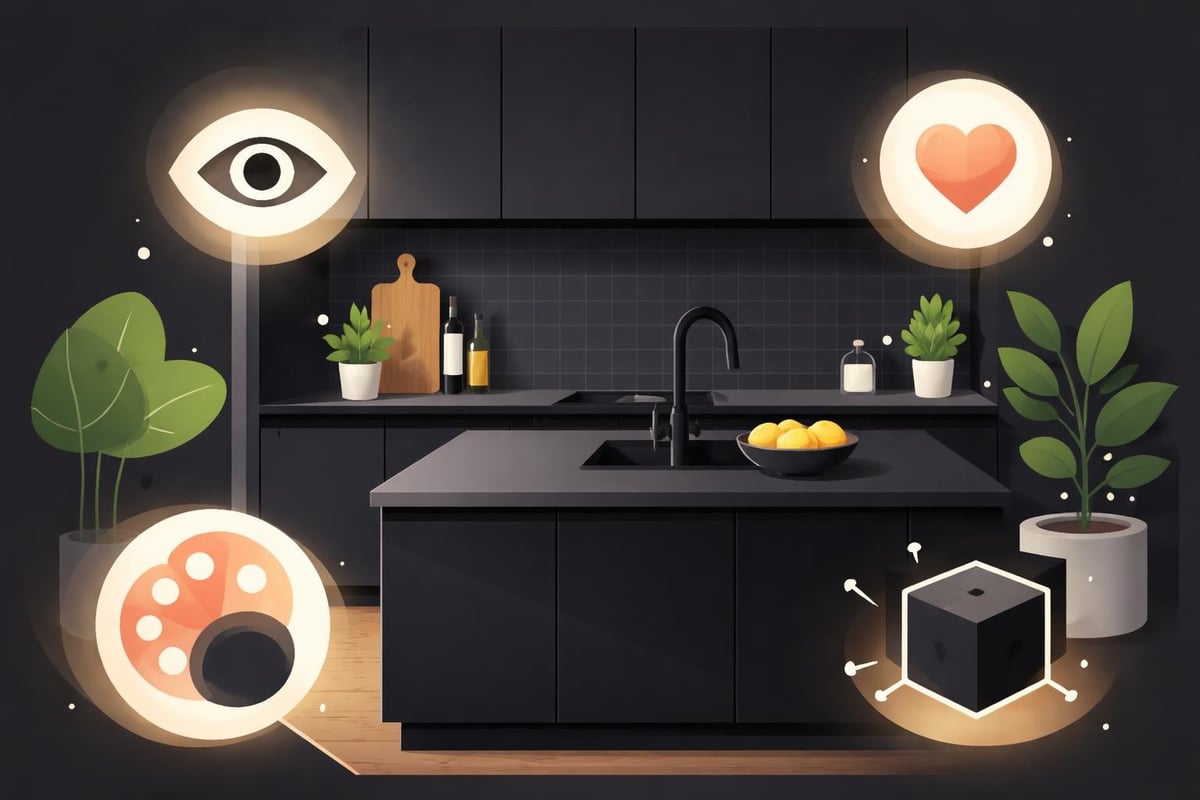 Schwarze Küche Raumwirkung