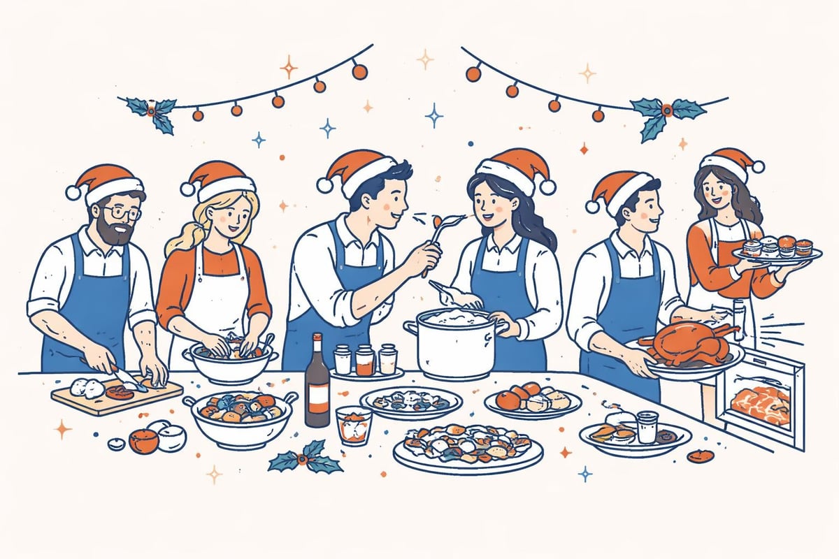 Teamzusammenarbeit beim Kochen