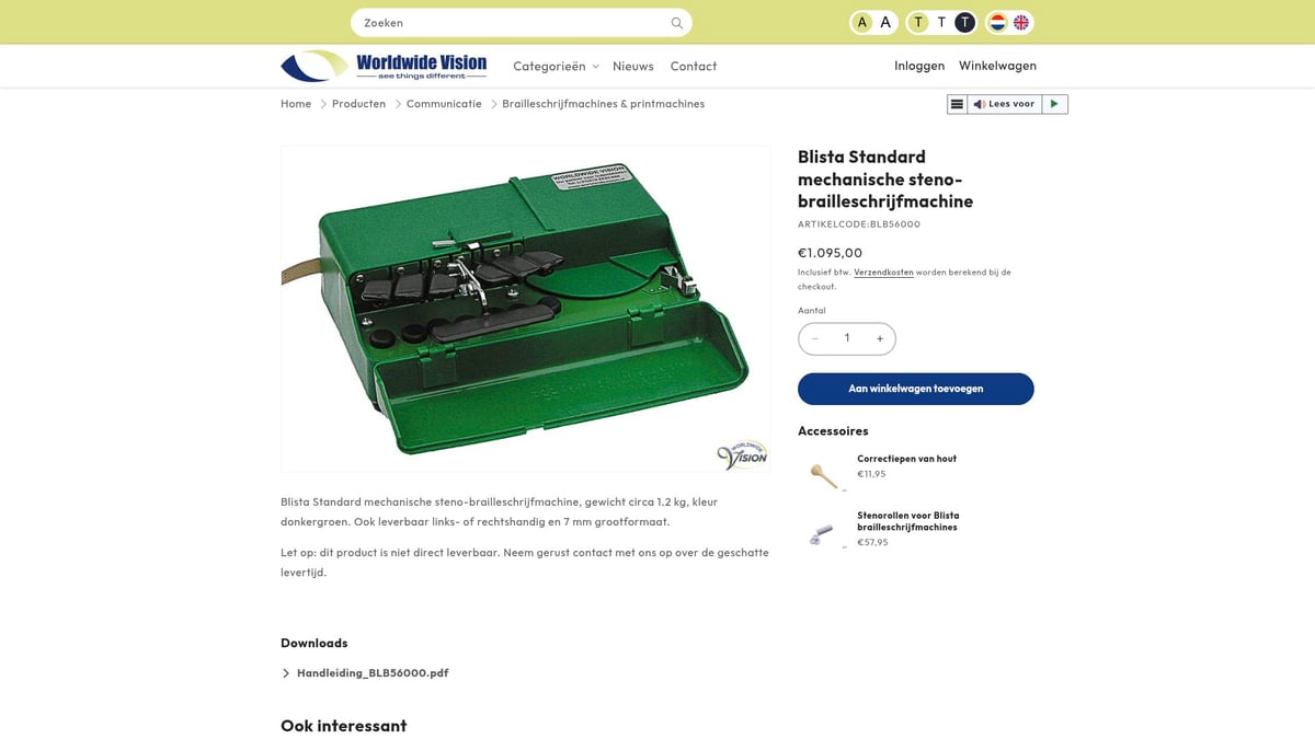 7 Beste Braille Machine Opties Voor 2025 - Blista Standard mechanische steno-brailleschrijfmachine