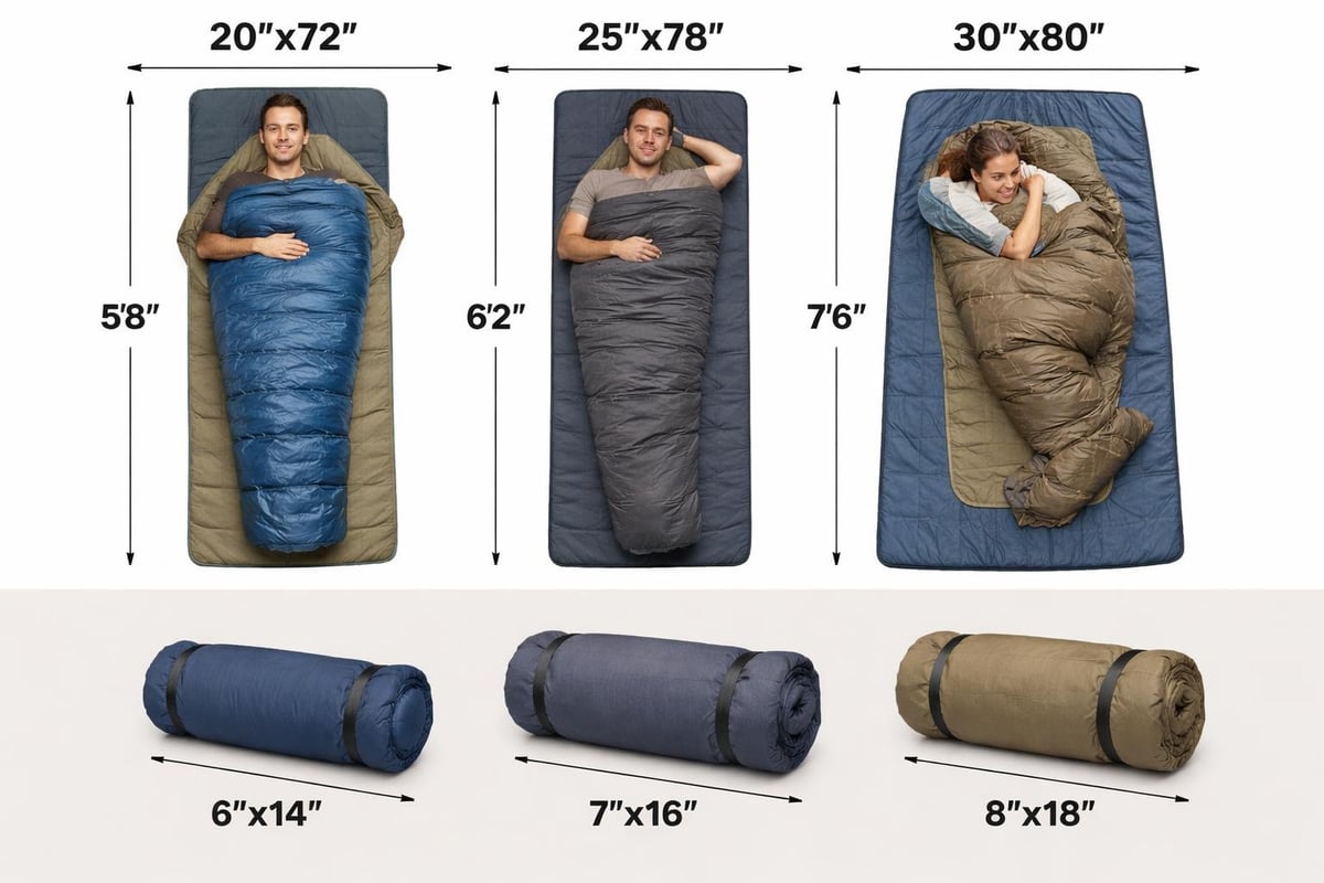 Bed roll sizing guide
