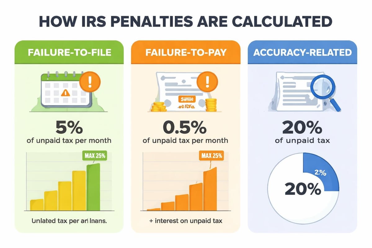 Tax penalty types and calculations
