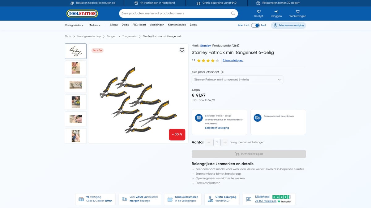 7 Beste Tangen Set Opties Voor 2026: Vergelijk & Kies - Stanley Fatmax mini tangenset 6-delig