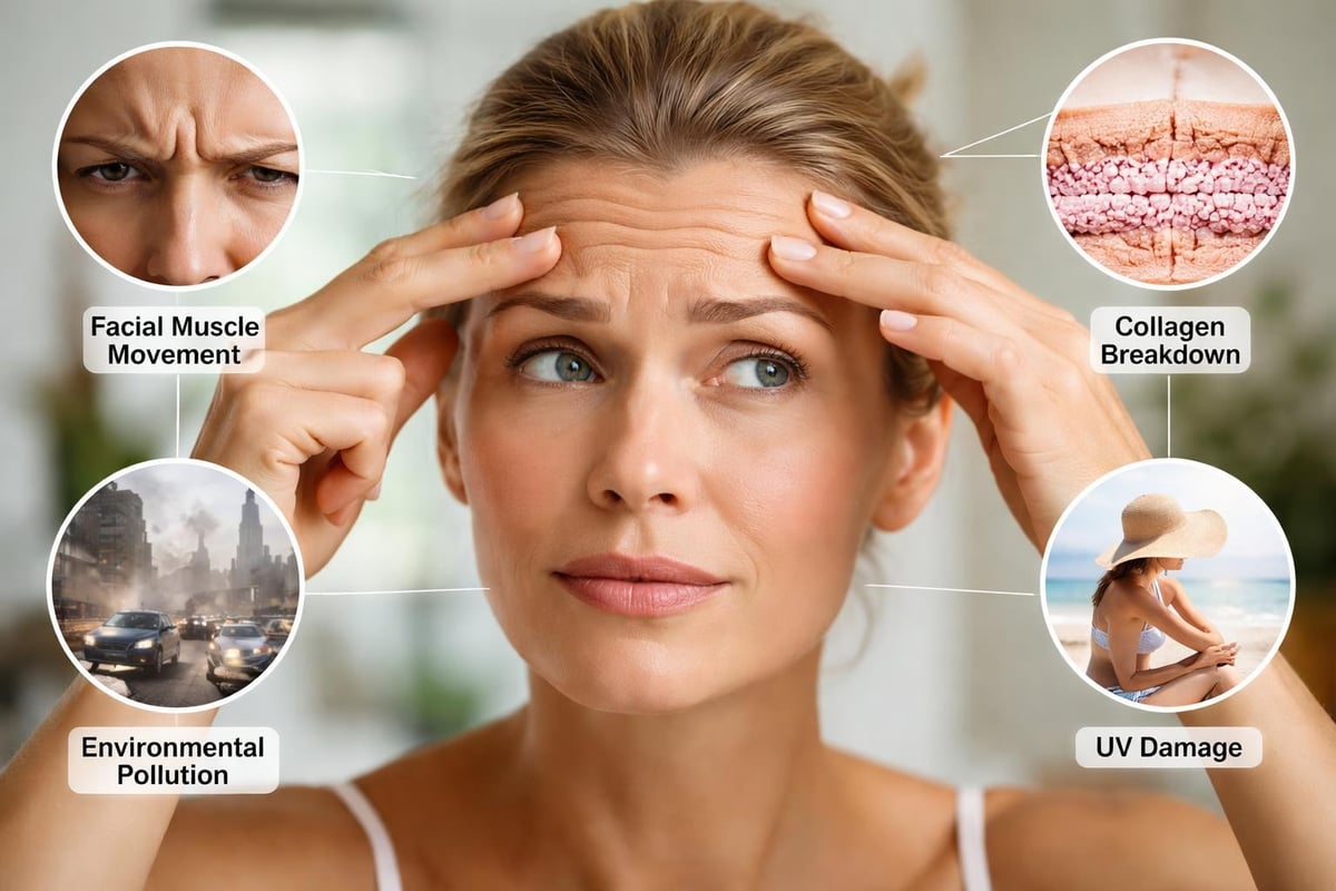 Factors causing forehead wrinkles
