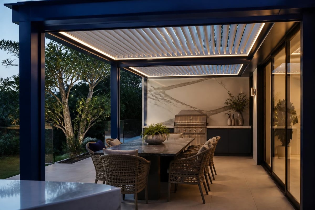 Outdoor kitchen under pergola