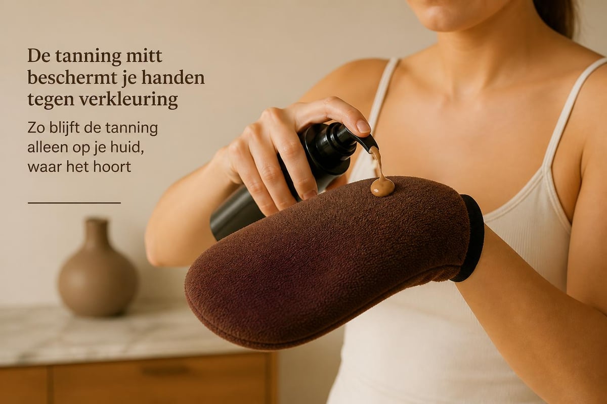 Zelfbruiner handschoen voorkomt vlekken
