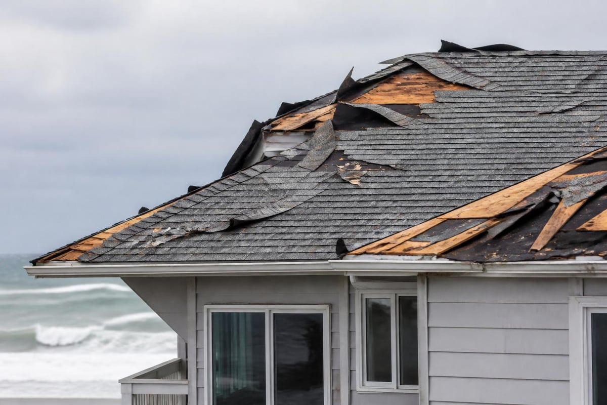 Common wind damage patterns on coastal roofs