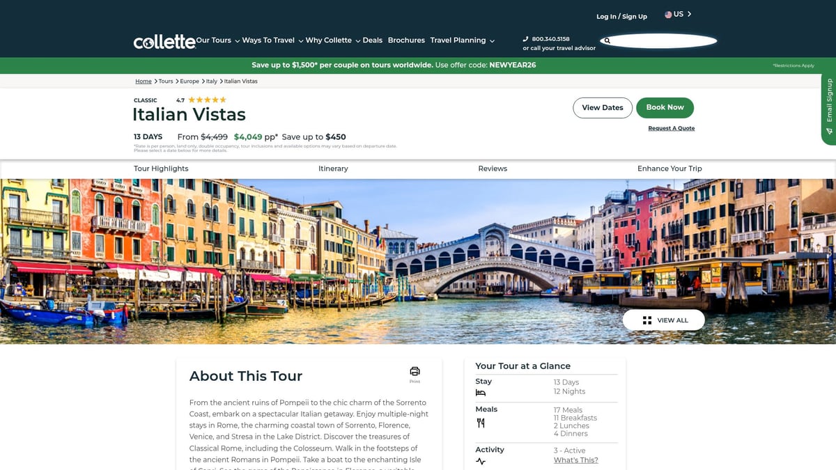 7 Unforgettable Tours on Vacation to Try in 2026 - Italian Vistas: Rome, Tuscany & Venice