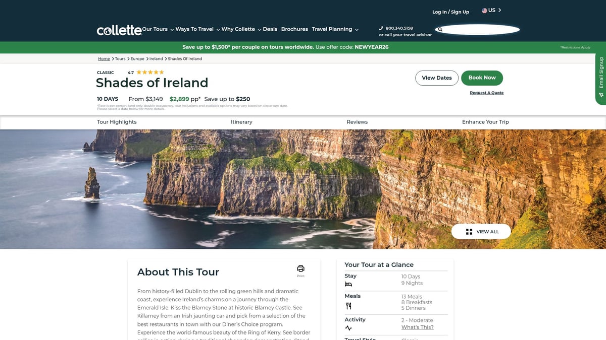 7 Unforgettable Tours on Vacation to Try in 2026 - Shades of Ireland: Castles, Cliffs & Culture