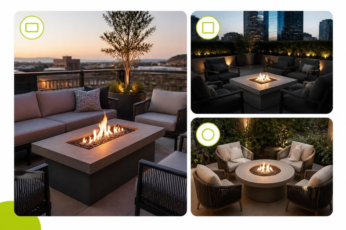 Fire pit table set configurations