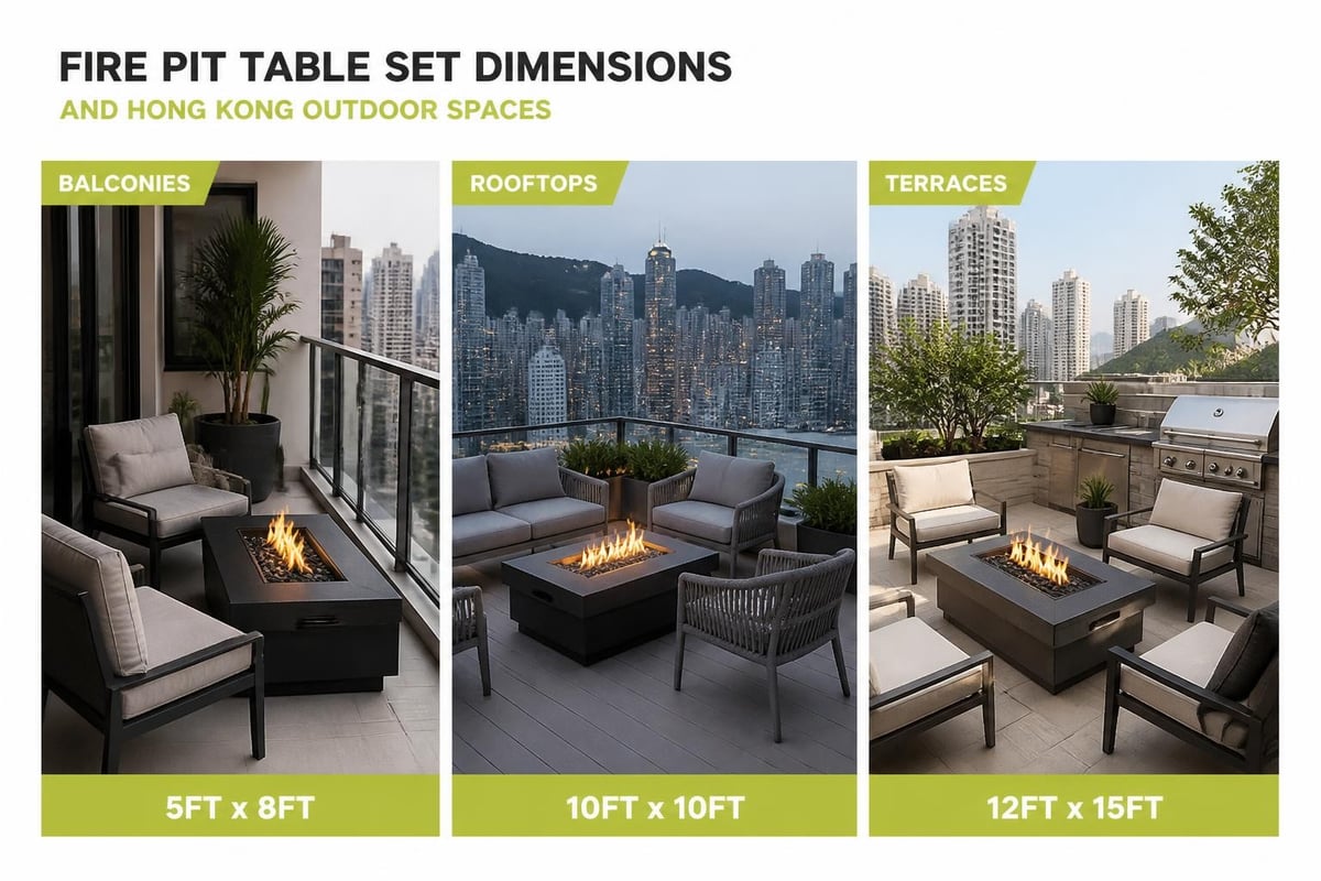 Fire pit table sizing