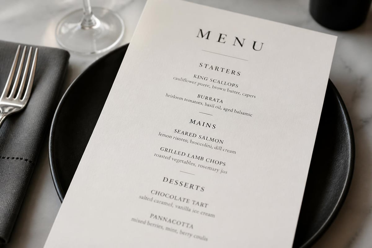 Menu design elements