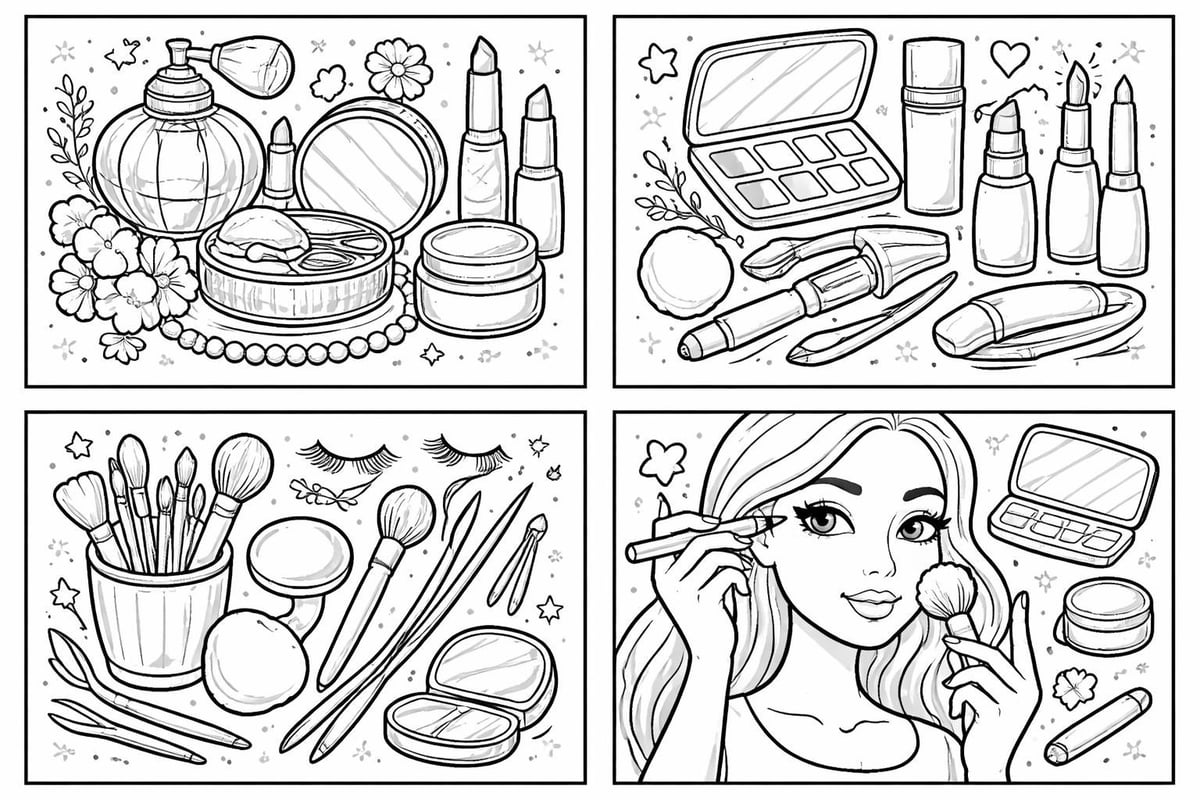 Makeup coloring page themes