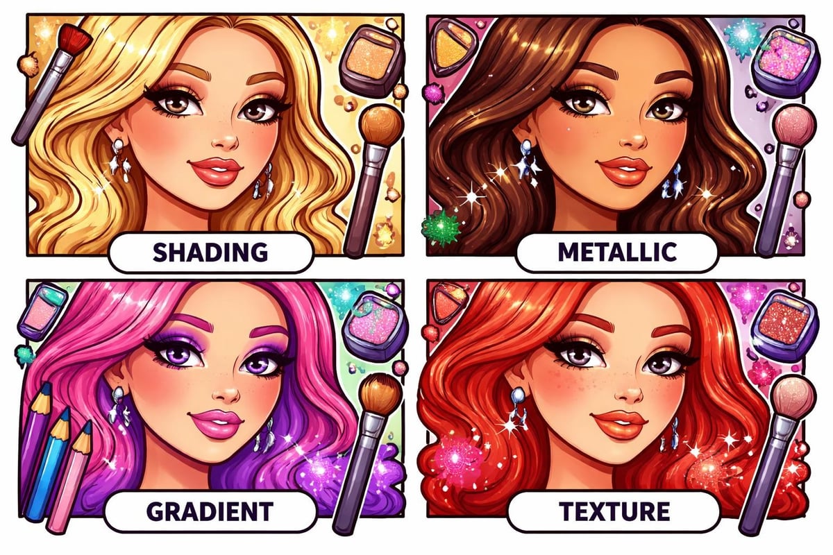 Coloring techniques for makeup pages