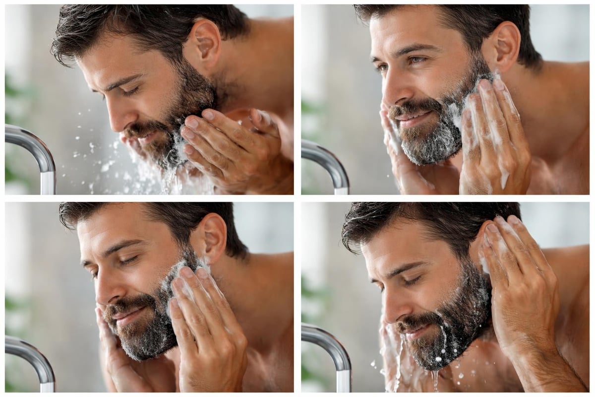 Beard washing technique steps