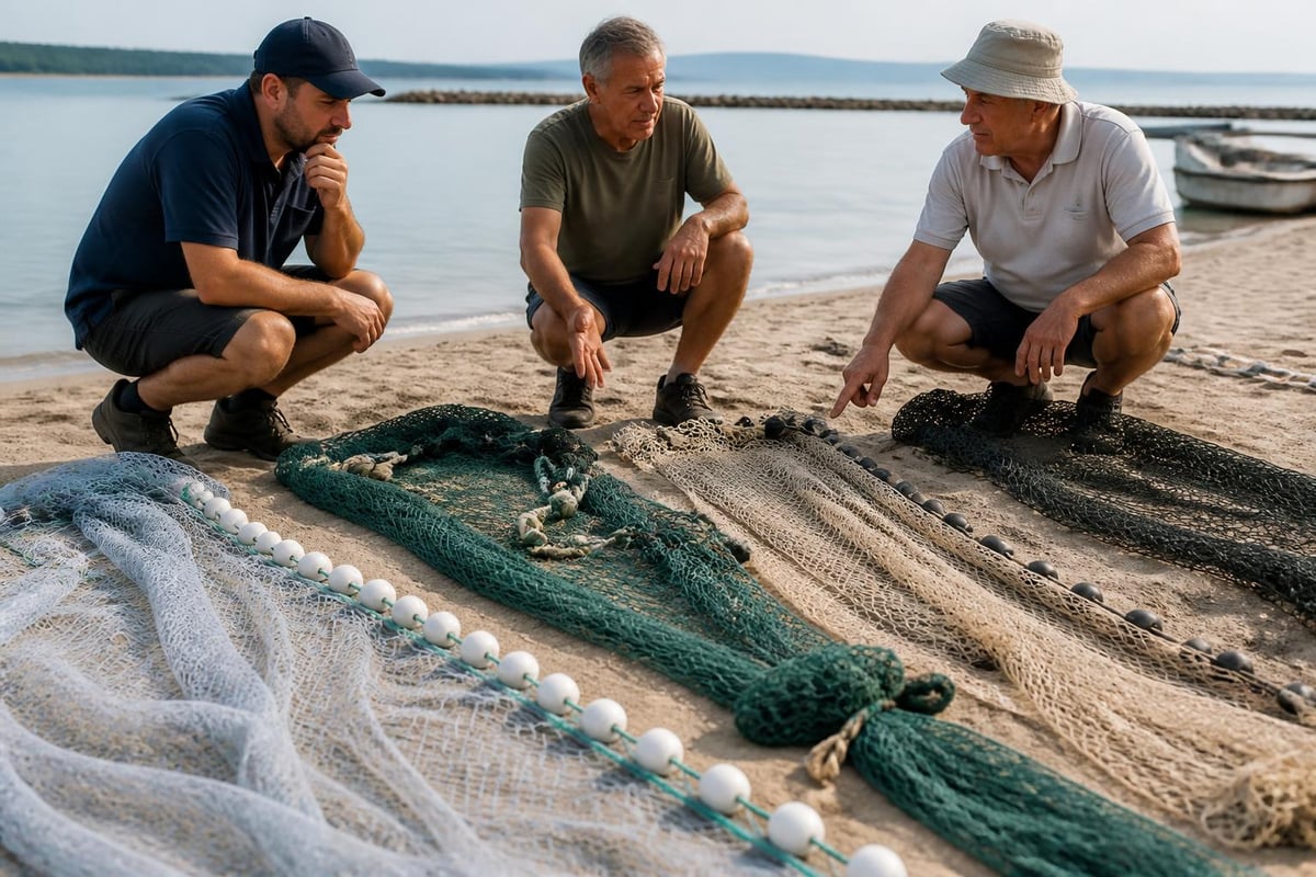 Different fishing net types and mesh sizes