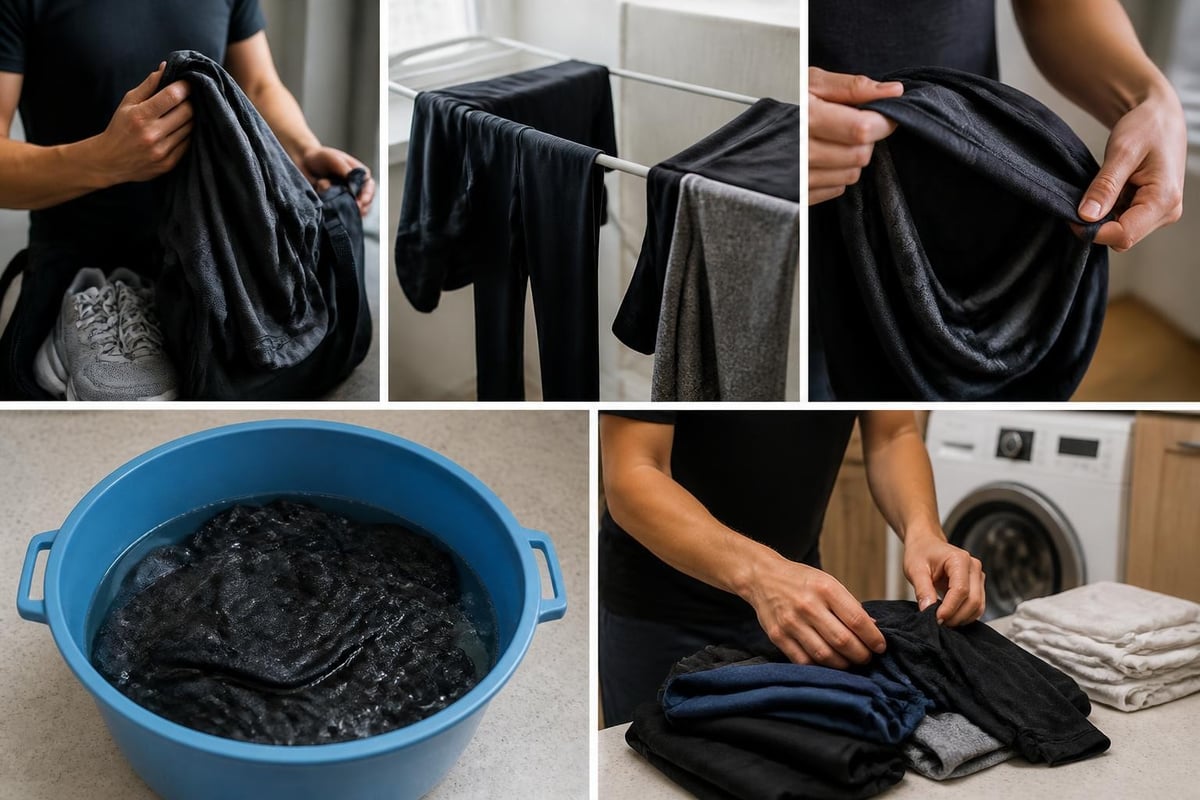 Step-by-step pre-wash preparation process for workout clothes