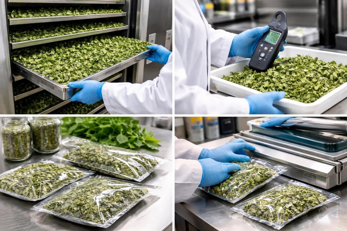 Processus de séchage de la mélisse