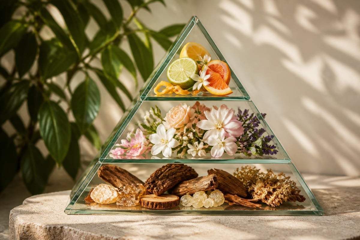 Fragrance pyramid with natural notes