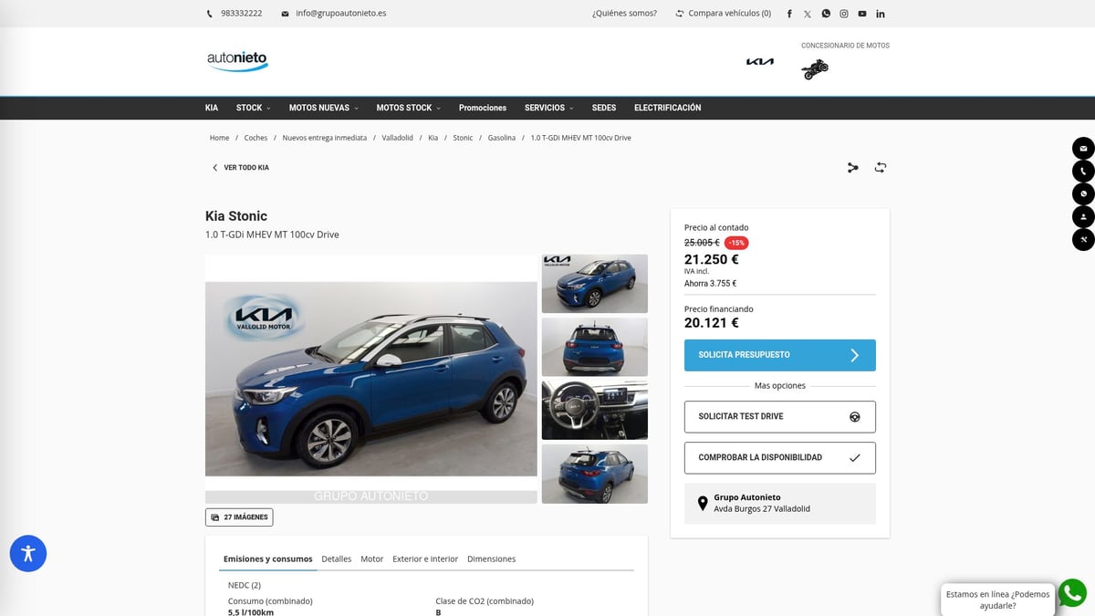 7 Melhores Opções de Carro a Gasolina em 2025 - Kia Stonic 1.0 T-GDi MHEV 100CV Drive