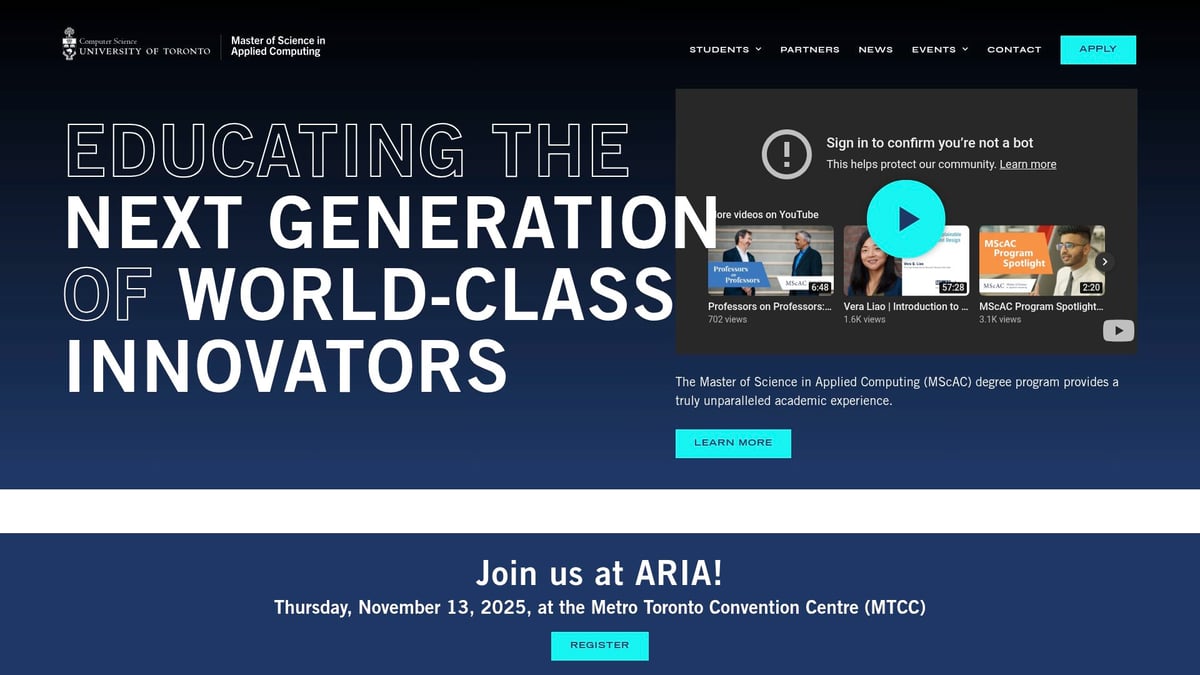9 Essential AI PG Courses to Boost Your Career in 2025 - University of Toronto – Master of Science in Applied Computing (AI Specialization)