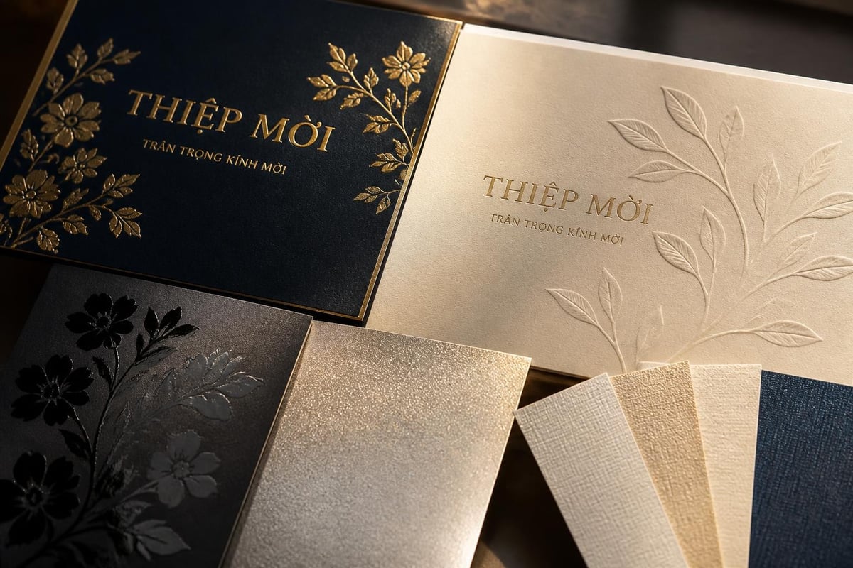 Thiệp Mời Sự Kiện Sang Trọng: Bí Quyết Tạo Ấn Tượng Đẳng Cấp 2 Premium finishing techniques for invitations