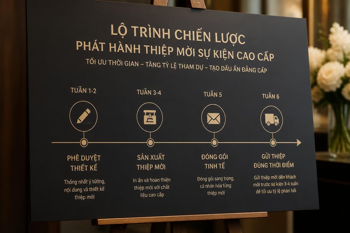 Thiệp Mời Sự Kiện Sang Trọng: Bí Quyết Tạo Ấn Tượng Đẳng Cấp 3 Professional invitation delivery timeline