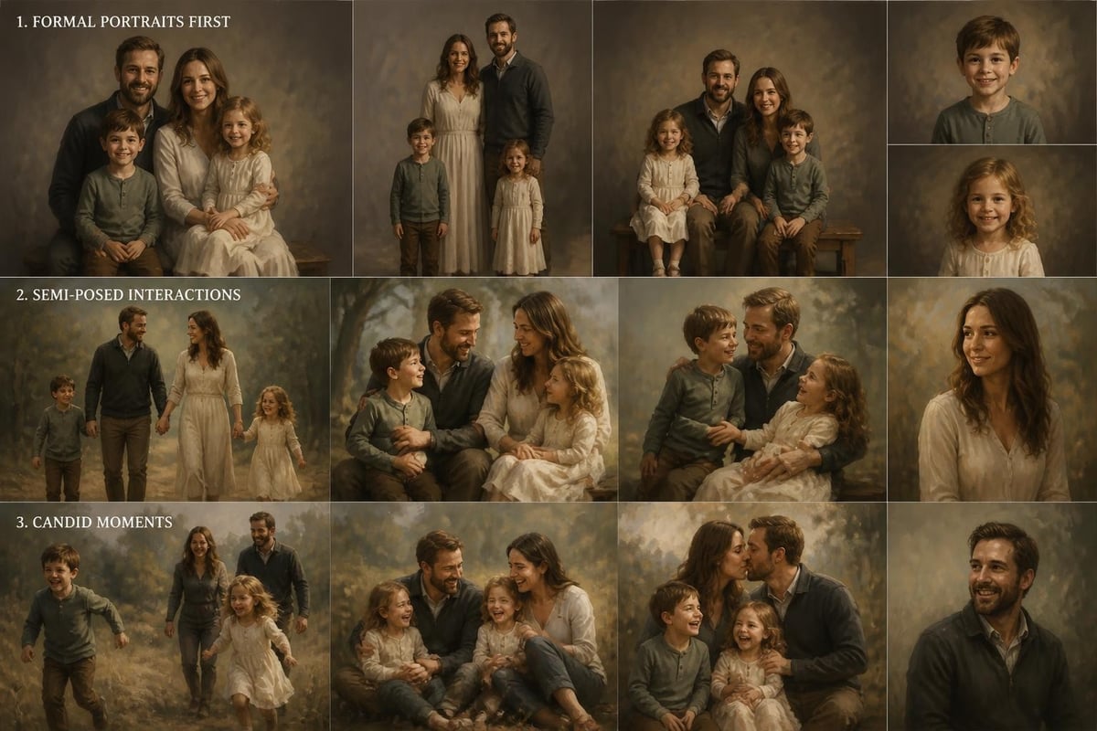 Family photography posing sequence