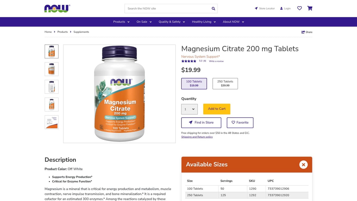 7 Best Support Supplements to Boost Your Wellness in 2026 - NOW Foods Magnesium Citrate – Nervous System & Muscle Support