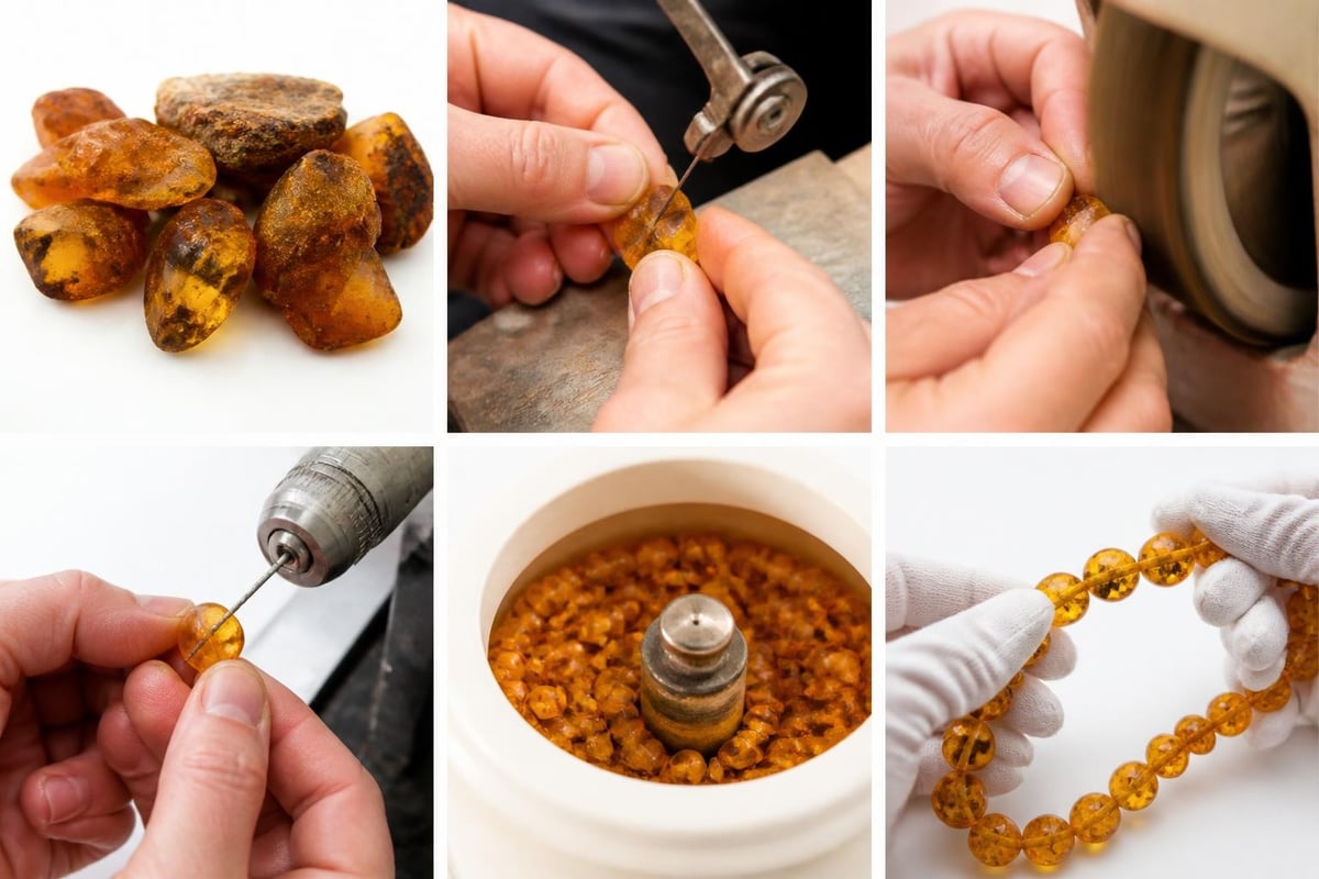 Amber bead preparation process