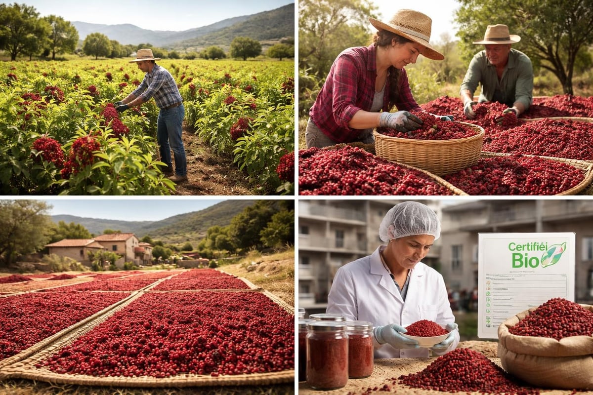 Processus de récolte sumac