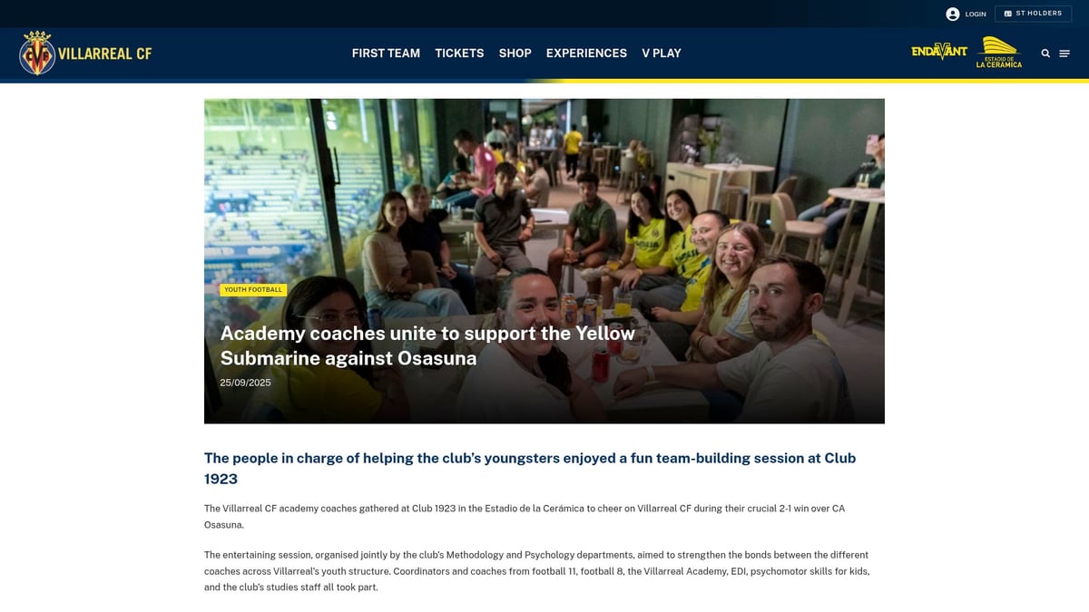 7 Top-Rated Best Football Academies Spain 2025 - Villarreal CF Academy