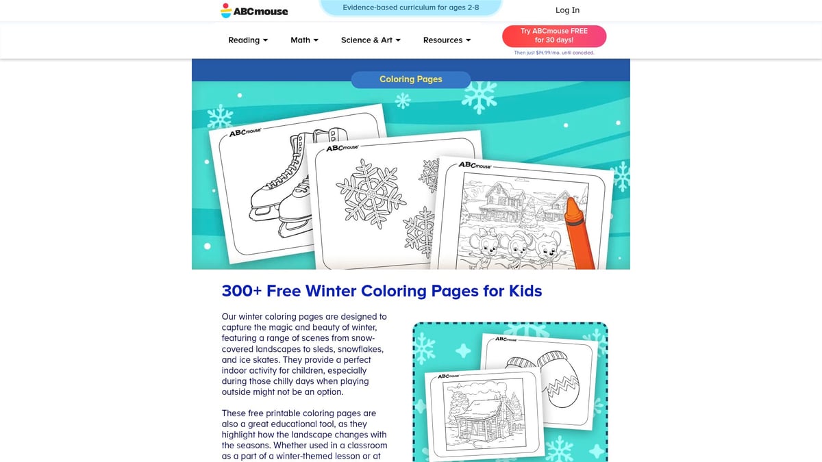 10 Best Coloring Sheets Winter Edition for Kids 2026 - ABCmouse Free Winter Coloring Pages