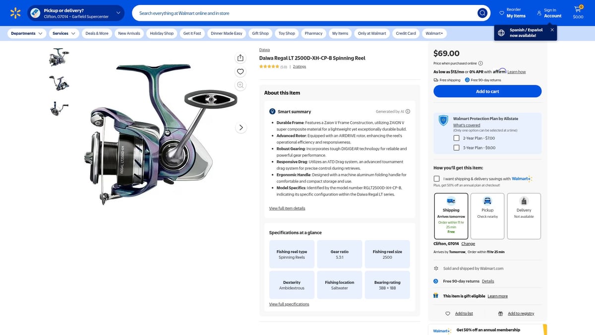 Top 7 Daiwa Reels for Anglers in 2026 - Daiwa Regal LT 2500D-XH-CP-B Spinning Reel