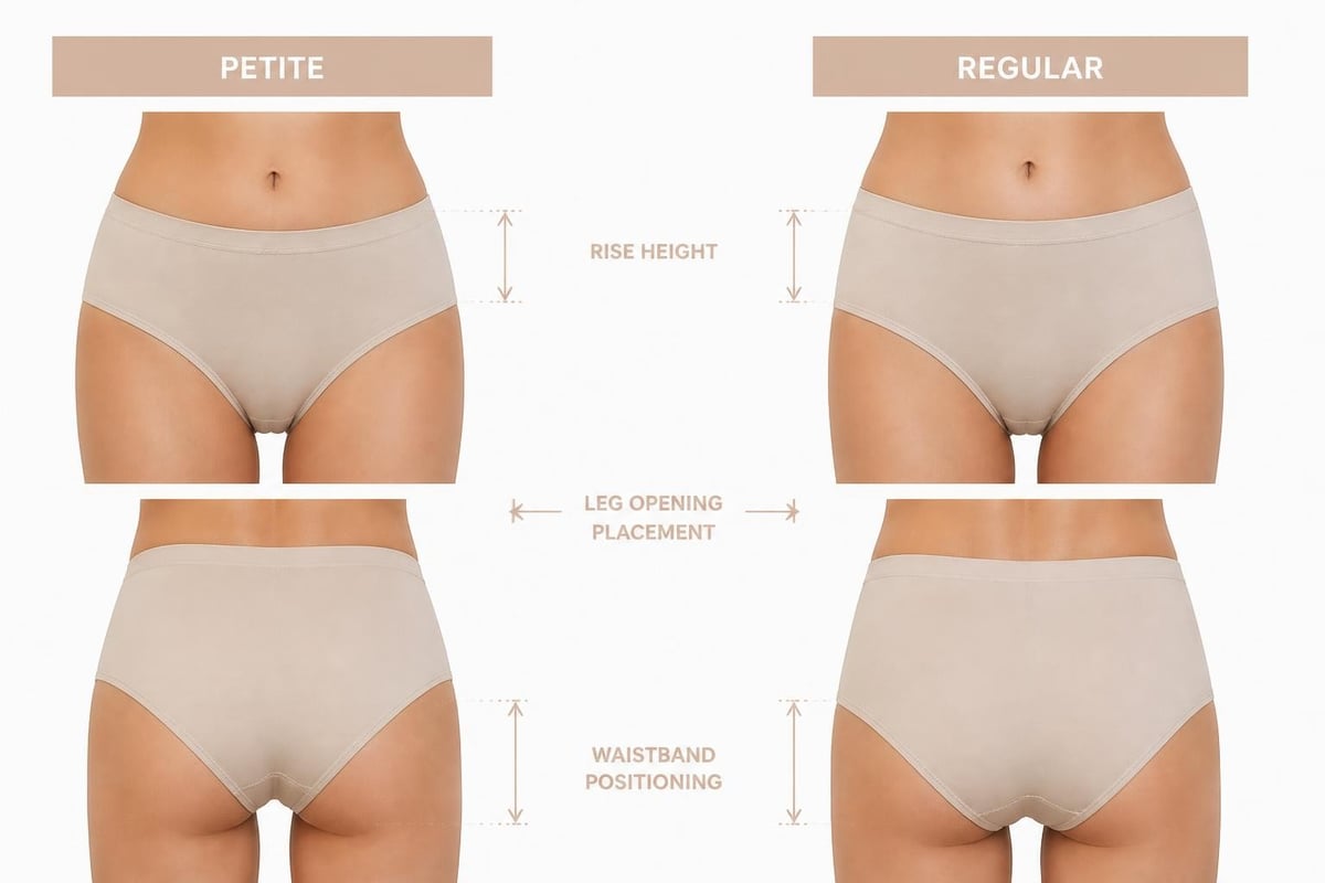 Petite underwear measurement differences