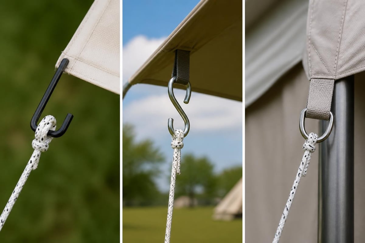Tent fastening system components
